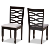 Baxton Studio Lanier Modern and Contemporary Grey Fabric Upholstered Espresso Brown Finished Wood 2-Piece Dining Chair Set